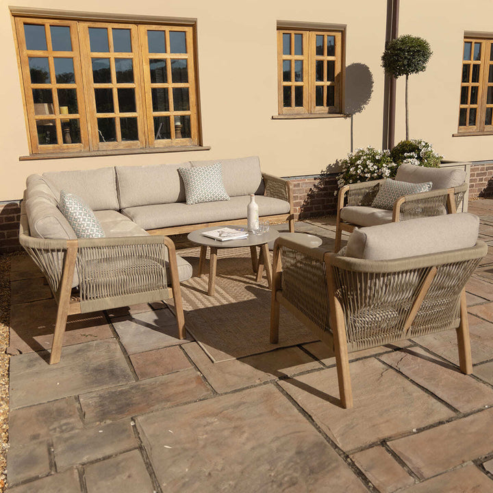 Maze -  Martinique Rope Weave Corner Sofa Set with 2 Lounge Armchairs & 2 Round Coffee Tables