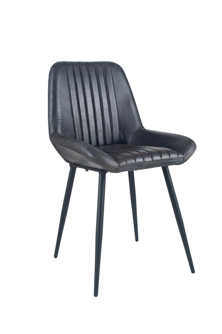 Angelo Ash Black Leather and Black Metal Retro Dining Chair