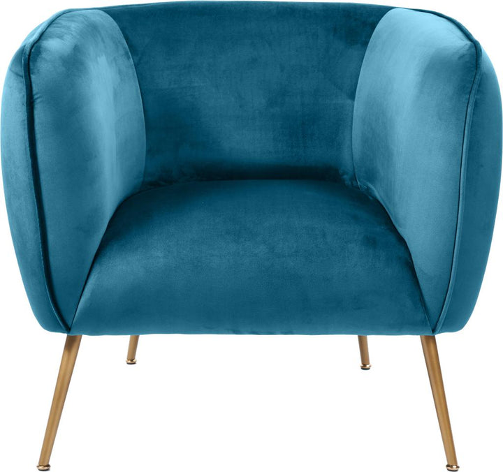 Lucca Sapphire Blue Velvet and Metal Armchair