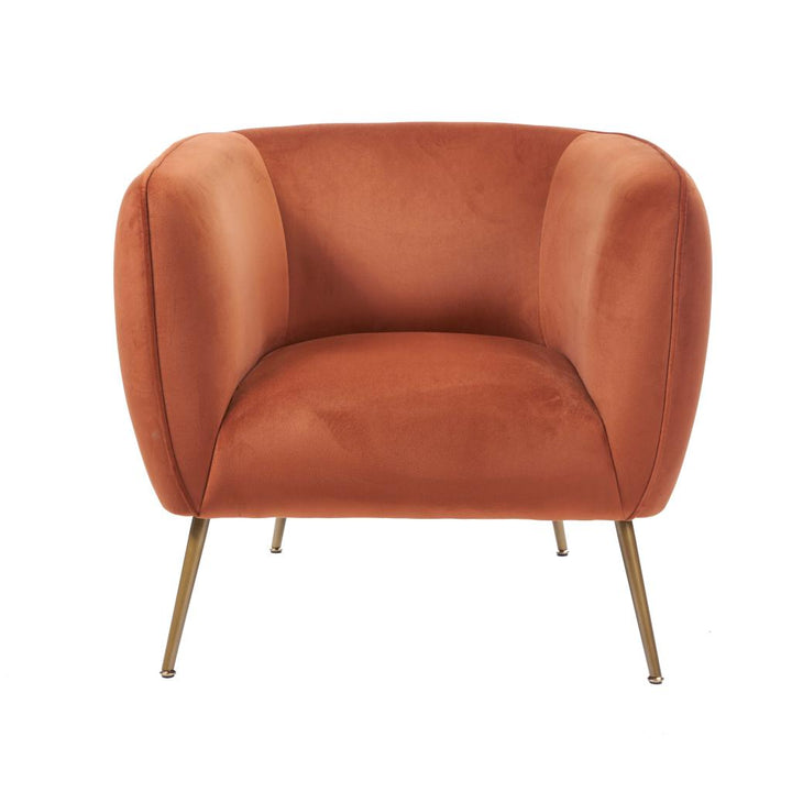 Lucca Tobacco Velvet and Metal Armchair