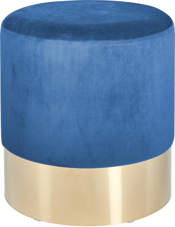 Juliana Sapphire Blue Velvet and Gold Metal Stool