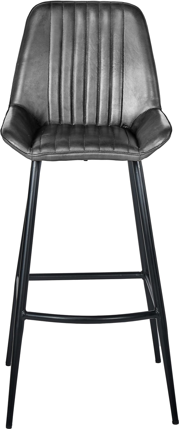 Angelo Ash Black Leather and Black Metal Bar Stool