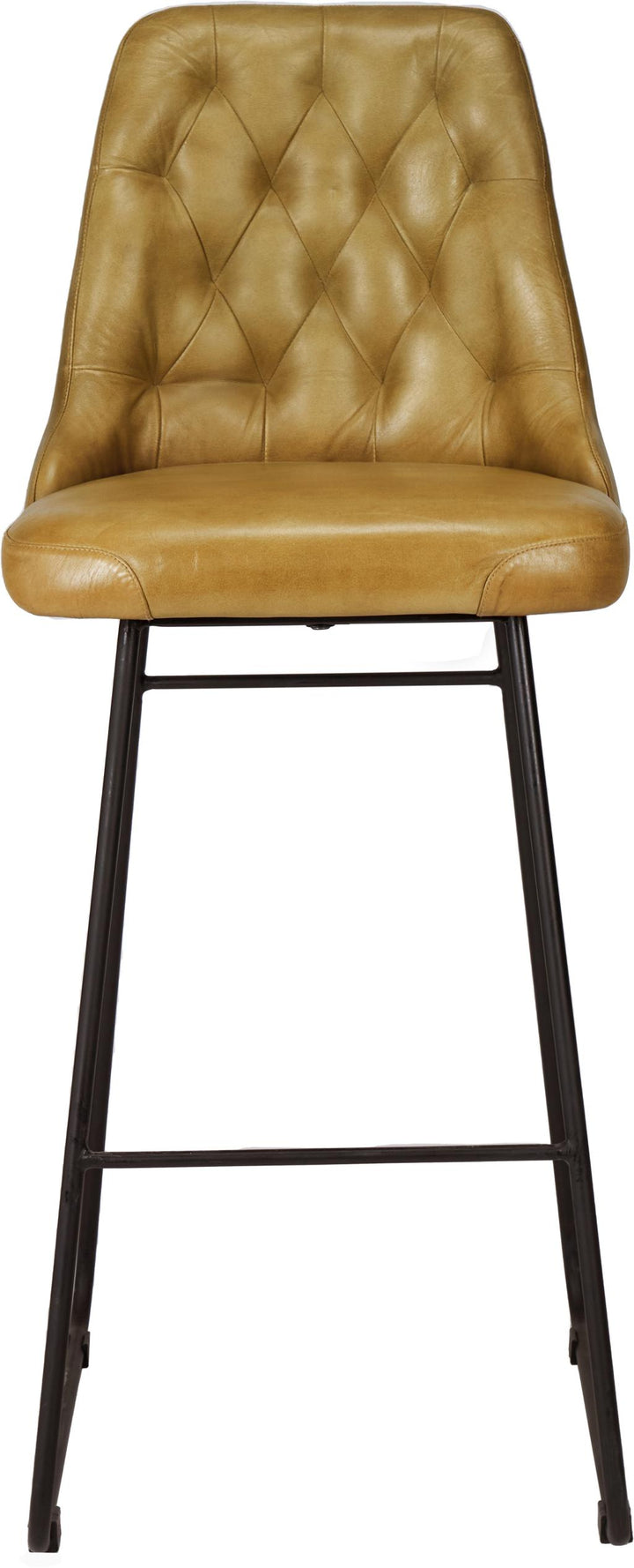 Camillo Mustard Leather Diamond Back Bar Stool