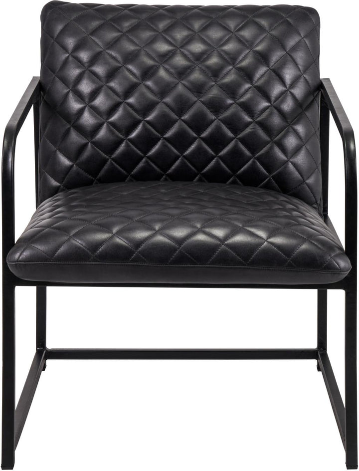 Marchetti Ash Black Leather and Black Metal Arm Chair