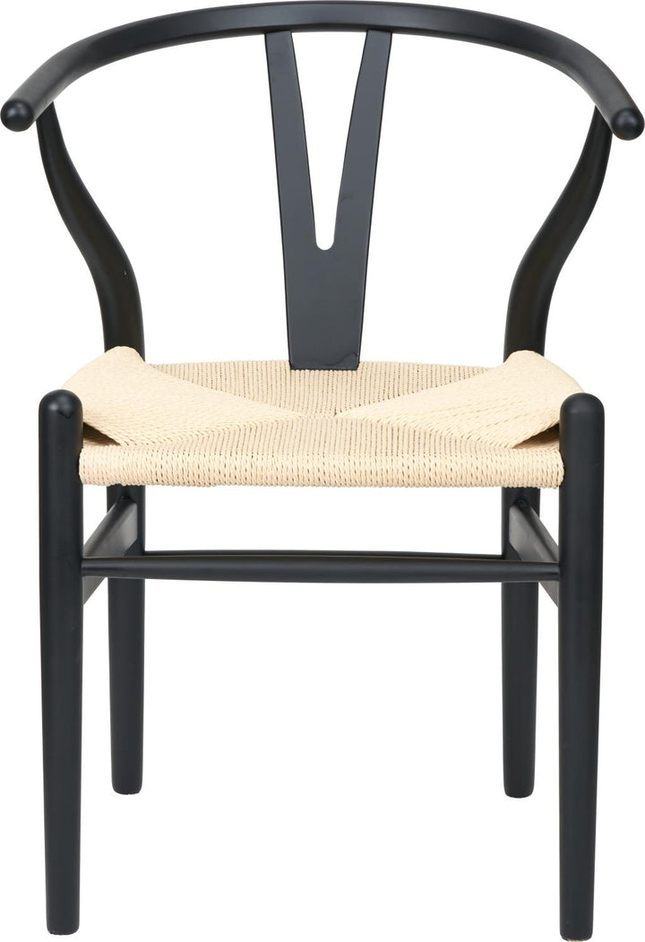 Quinn Black Beech Wood and Natural Paper Rope Dining Chair