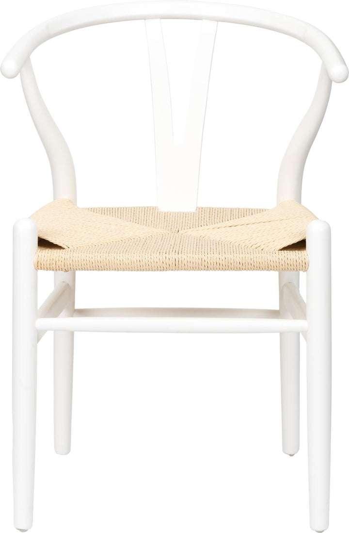 Quinn White Beech Wood and Natural Paper Rope Dining Chair