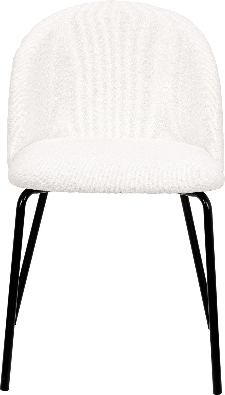 Turi Bouclé Fabric and Black Metal Dining Chair