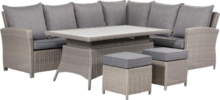 Barbados Slate Grey Outdoor Corner Seating Set Long Left with Ceramic Top