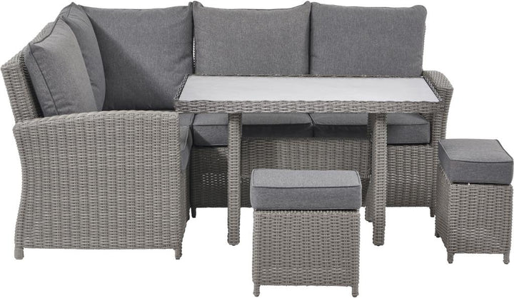 Barbados Slate Grey Outdoor Compact Corner Seating Set with Ceramic Top