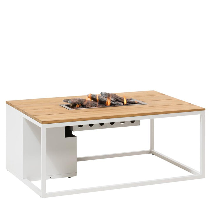 Cosiloft 120 White and Teak Fire Pit Table