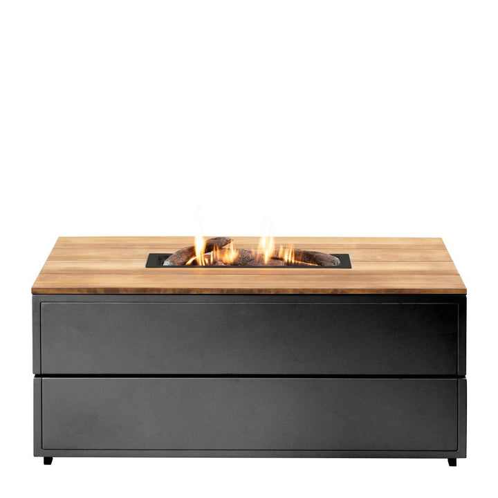 Cosipure 120 Black and Teak Rectangular Fire Pit