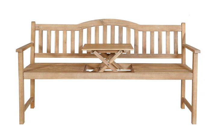 Richmond Light Teak Outdoor Bench with Pop Up Table