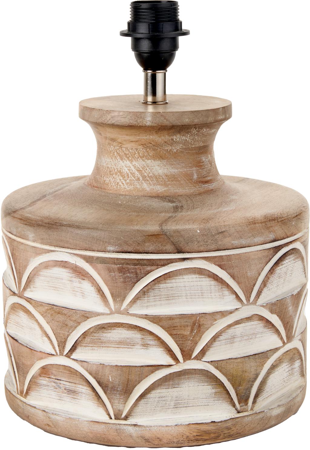 Kingsbury White Wash Large Carved Wood Table Lamp Base