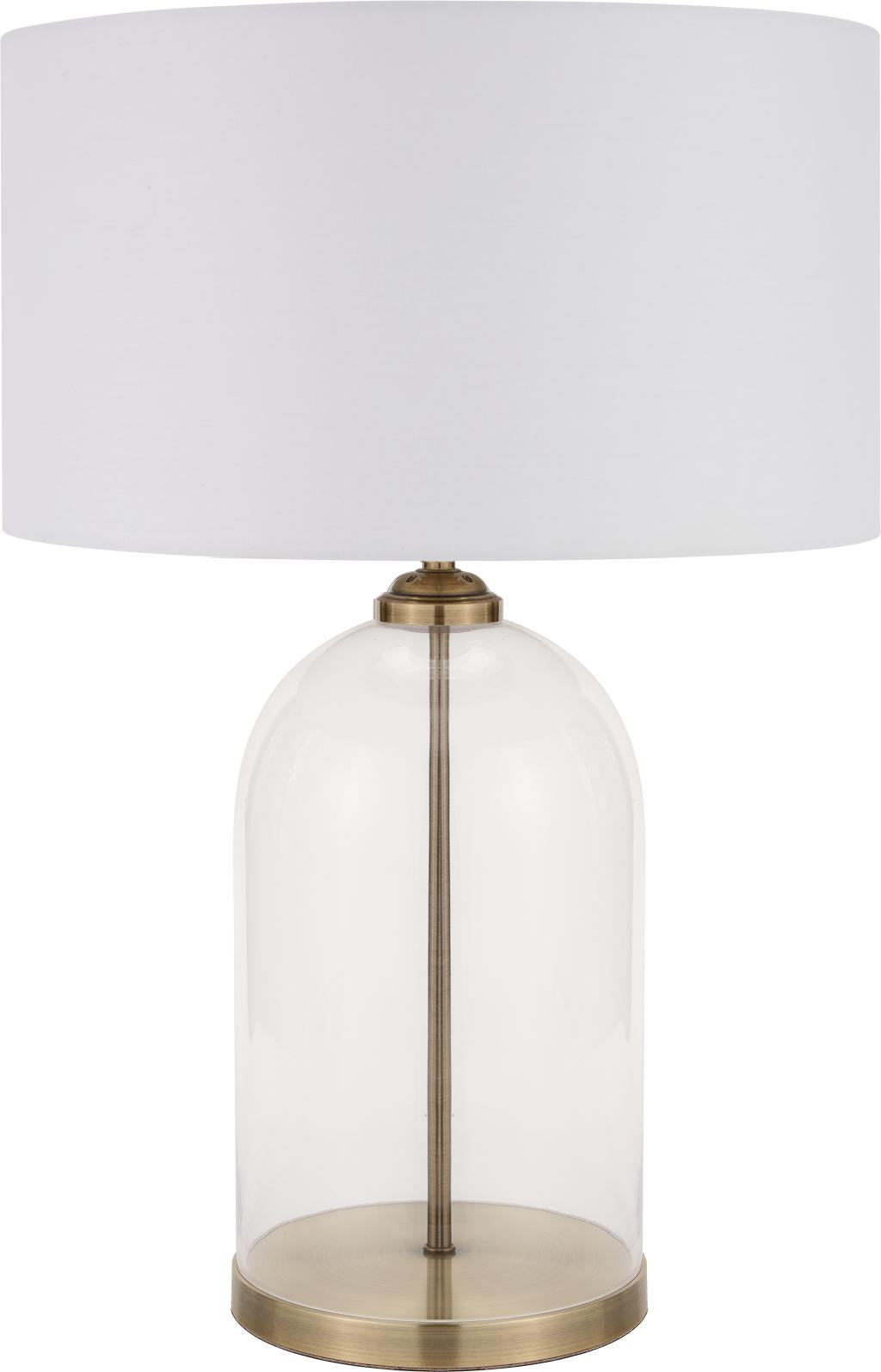 Cloche Clear Glass and Antique Brass Table Lamp