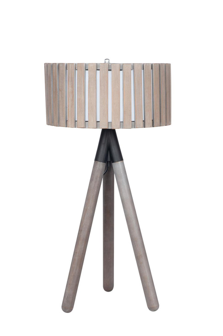 Rabanne Slatted Antique Wood Tripod Table Lamp