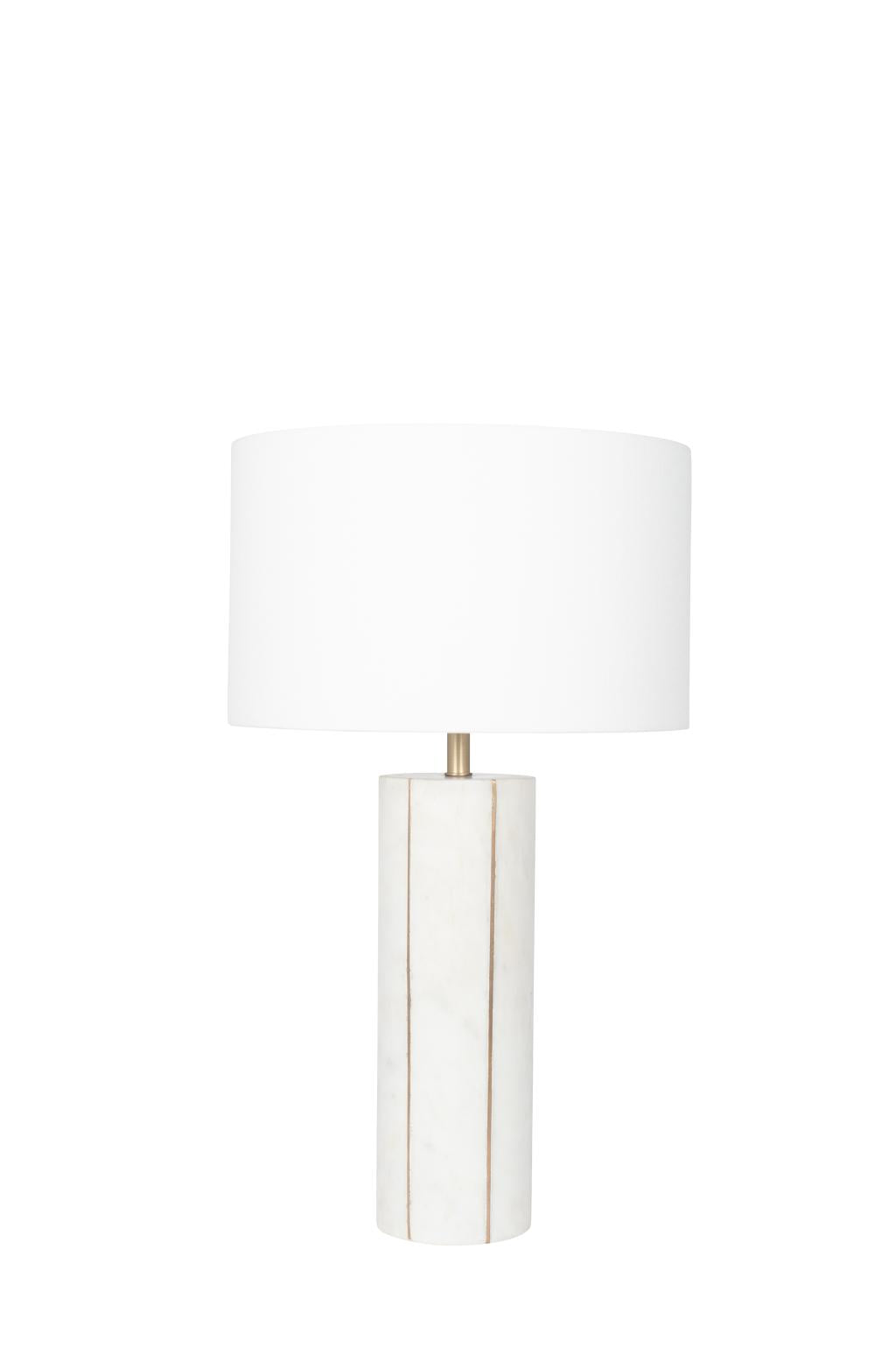 Venetia White Marble and Gold Metal Tall Table Lamp