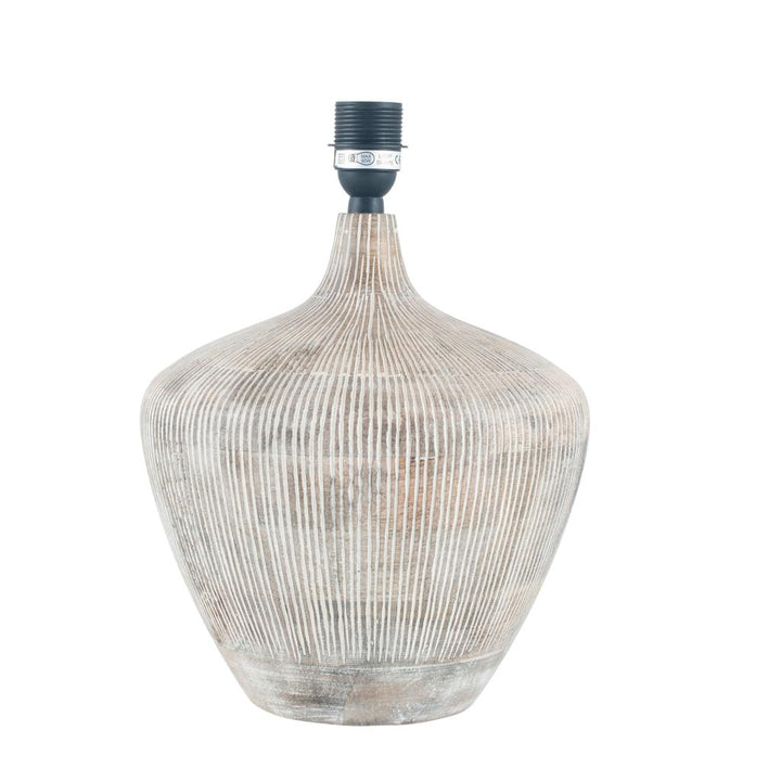 Manaia White Wash Textured Wood Table Lamp Base