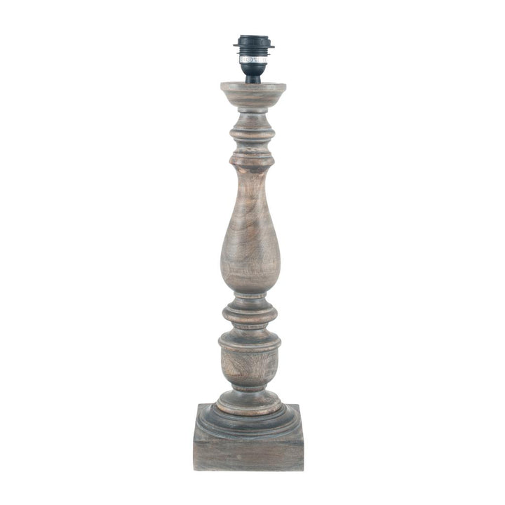 Alia Grey Wash Turned Mango Wood Table Lamp Base