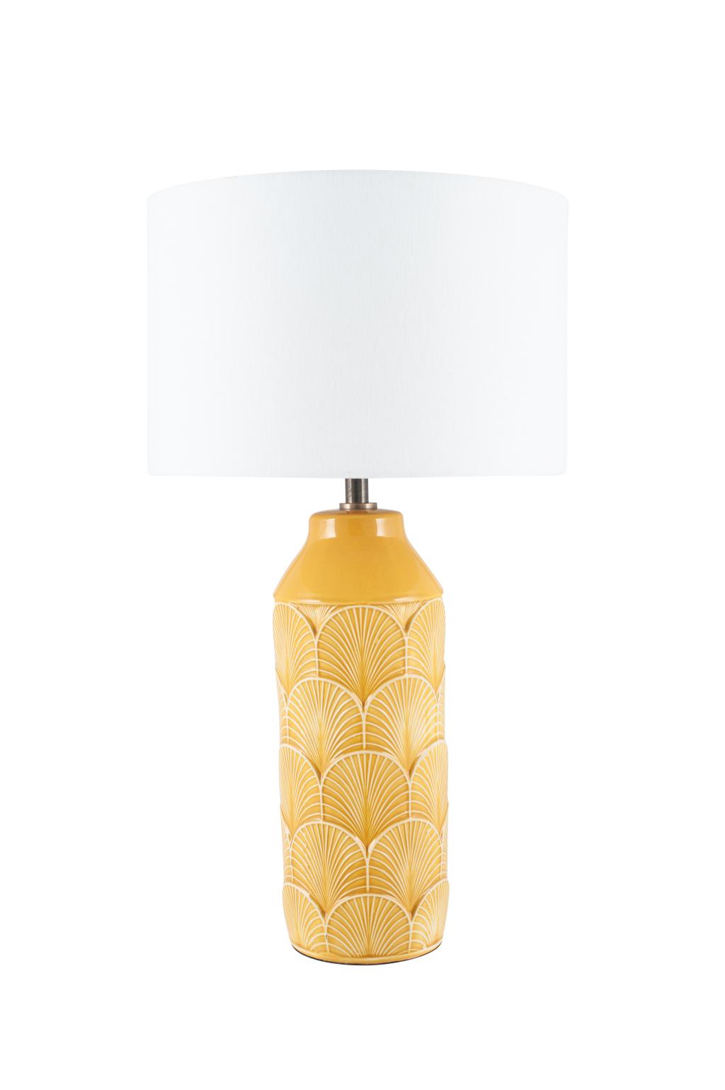 Bethan Embossed Mustard Ceramic Table Lamp