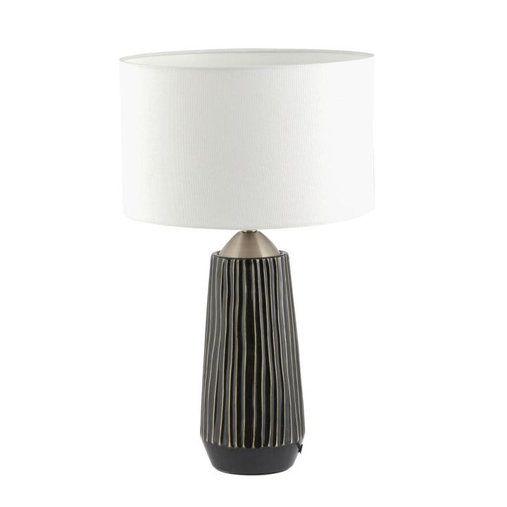 Artemis Black Textured Ceramic and Brushed Silver Tall Table Lamp