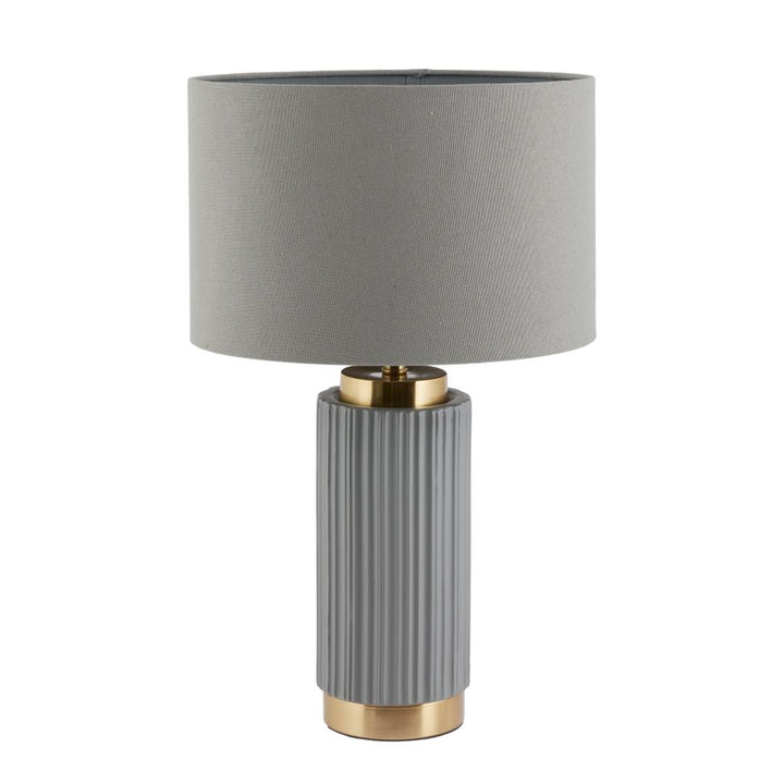 Ionic Grey Textured Ceramic and Gold Metal Table Lamp