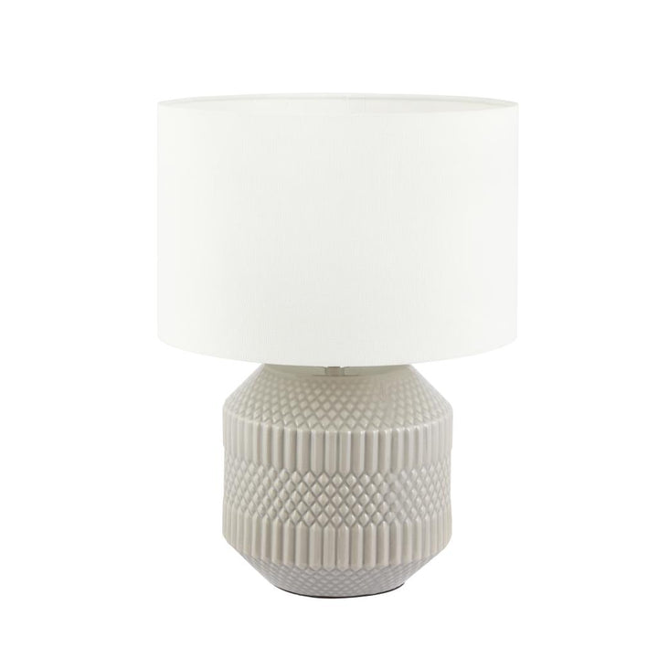 Meribel Grey Geo Textured Ceramic Table Lamp