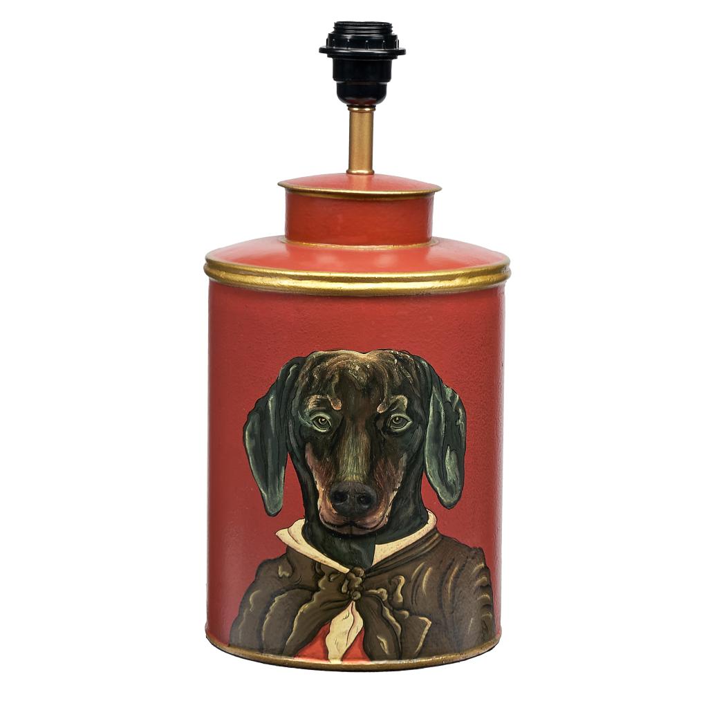 Dachshund Red Hand Painted Metal Table Lamp Base