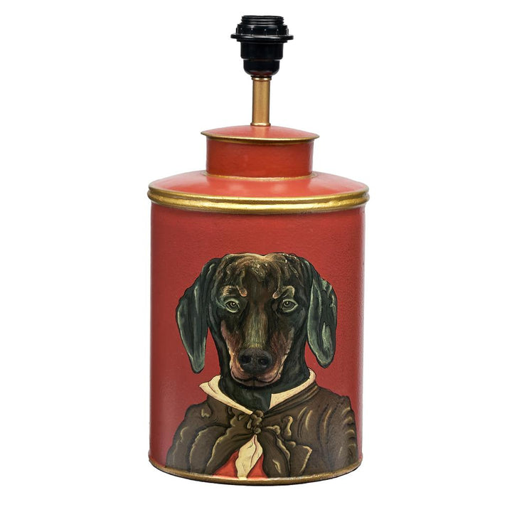 Dachshund Red Hand Painted Metal Table Lamp Base