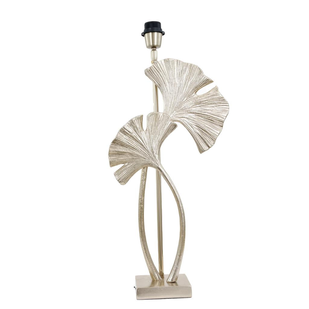 Gingko Shiny Champagne Metal Tall Gingko Leaf Table Lamp Base