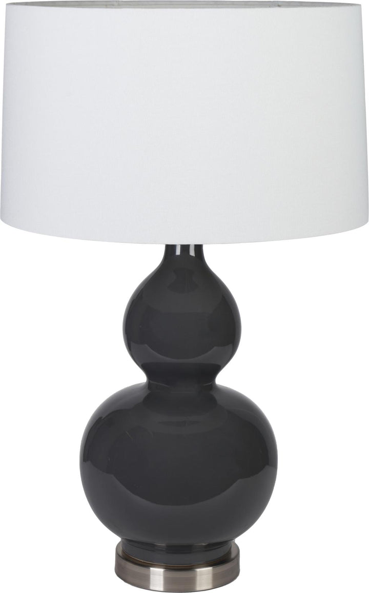 Gatsby Grey Ceramic Table Lamp With Brushed Silver Metal Detail