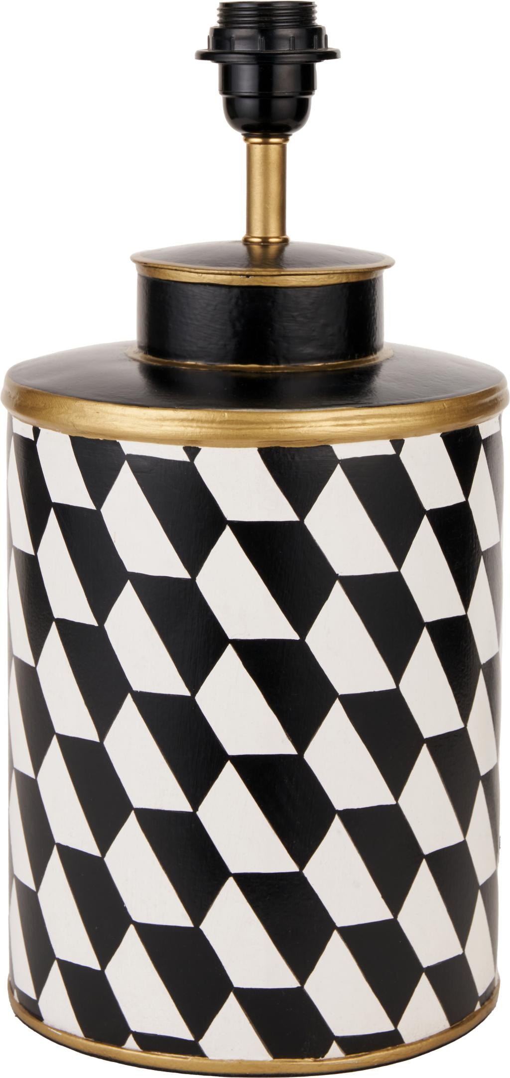 Victor Black and White Geometric Hand Painted Metal Table Lamp Base