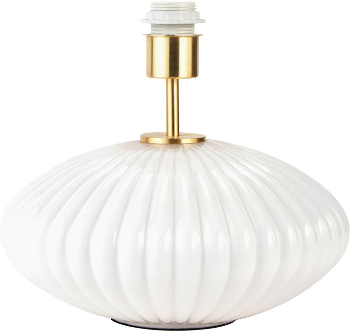 Emilia White Ribbed Glass and Gold Metal Oval Table Lamp Base