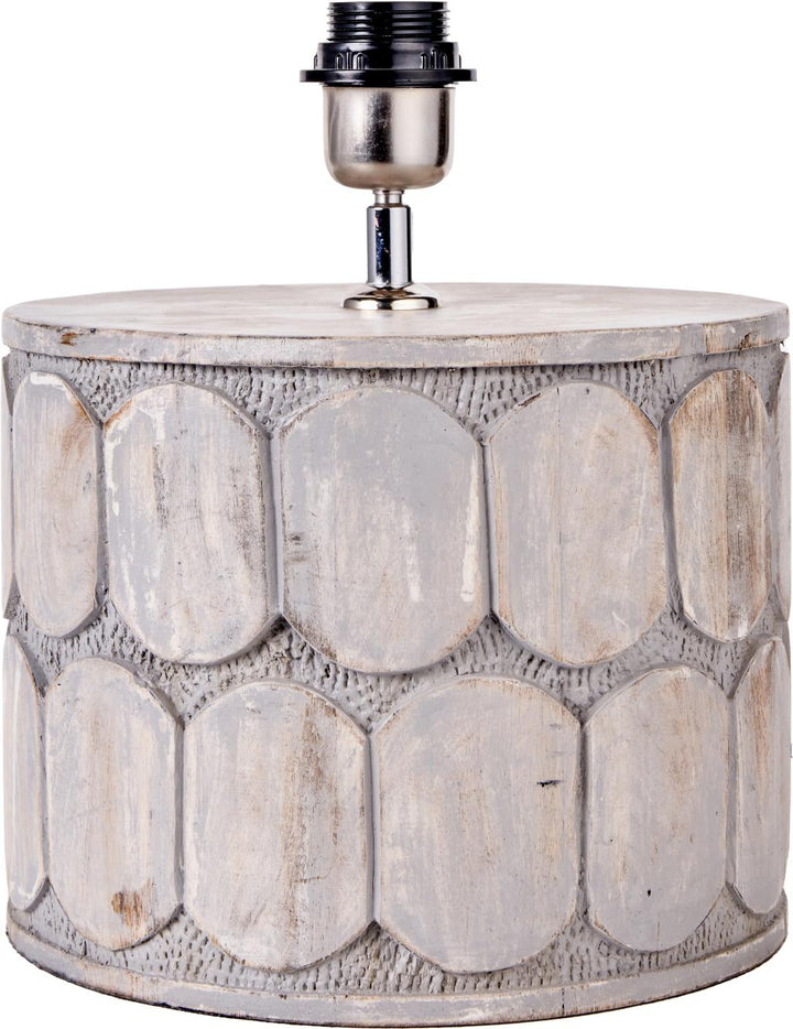 Cezara Embossed Grey Wood Wide Table Lamp Base