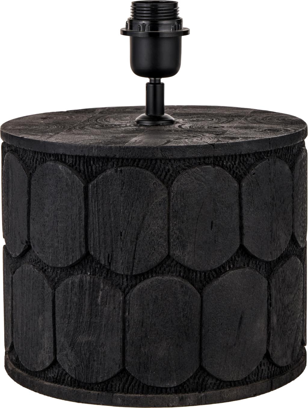 Cezara Embossed Black Wood Wide Table Lamp Base