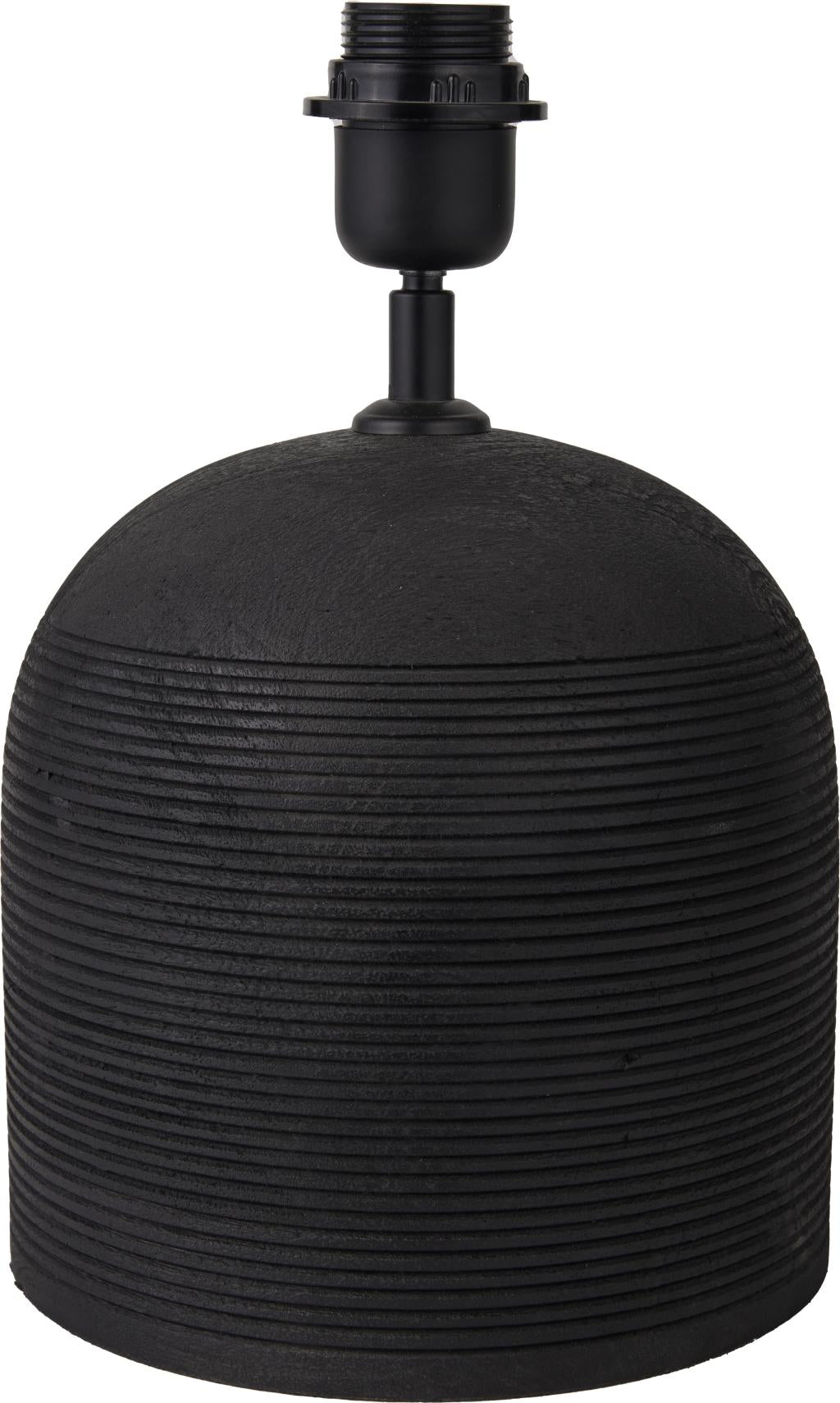 Nelu Black Engraved Wood Dome Table Lamp Base