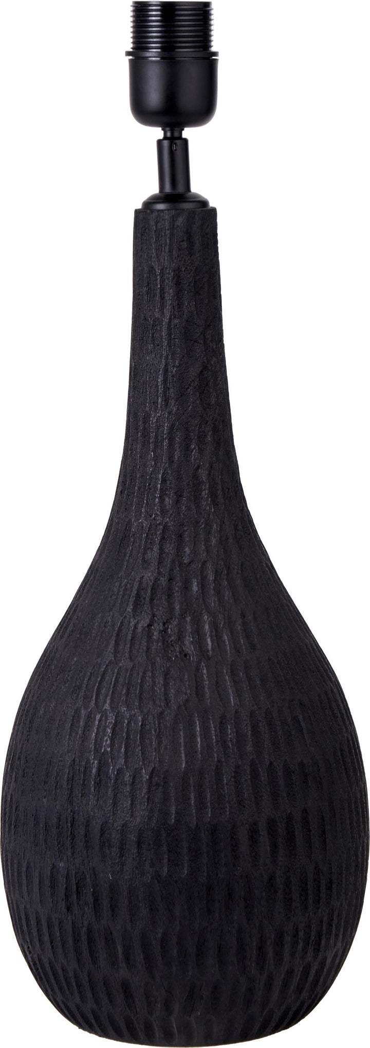 Ioan Black Engraved Wood Bottle Table Lamp Base