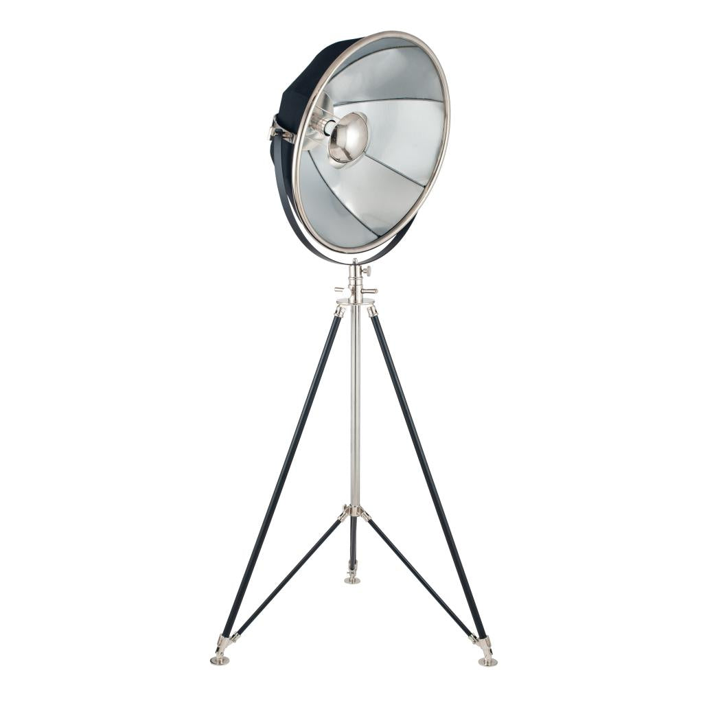 Elstree Black and Silver Metal Tripod Floor Lamp