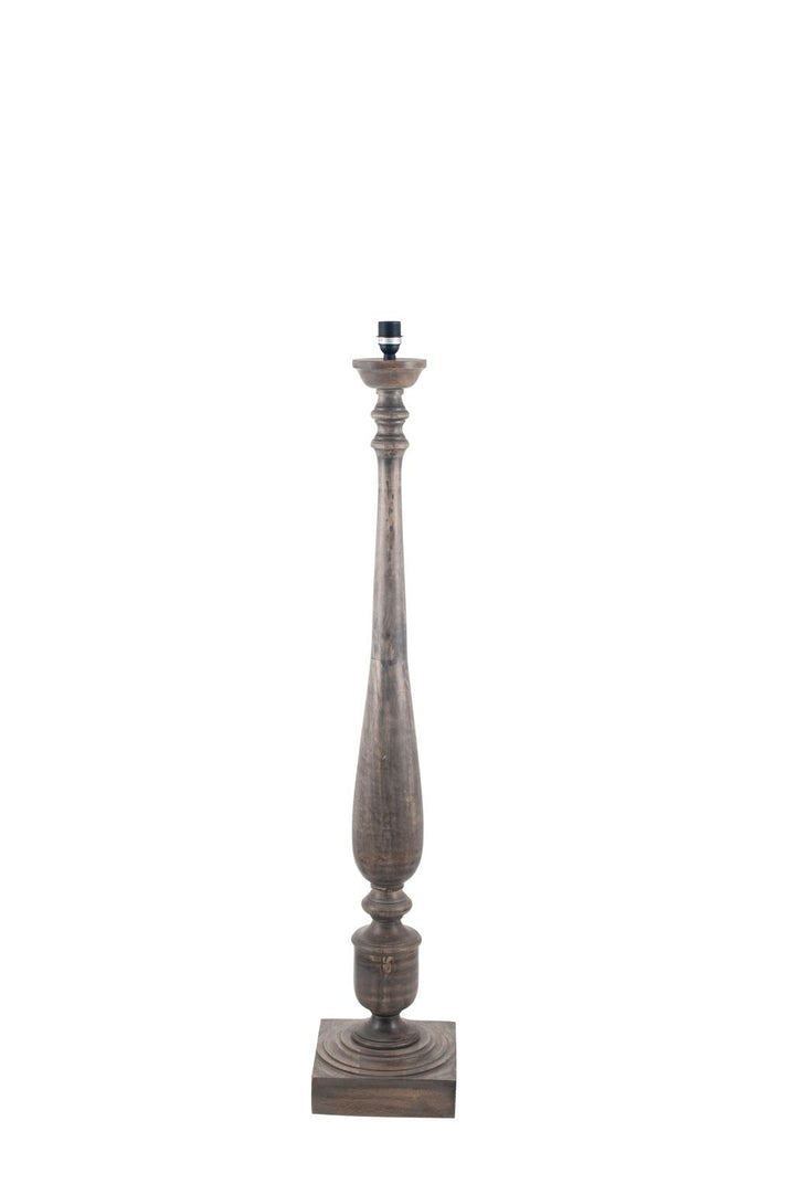 Alia Grey Wash Turned Mango Wood Floor Lamp Base