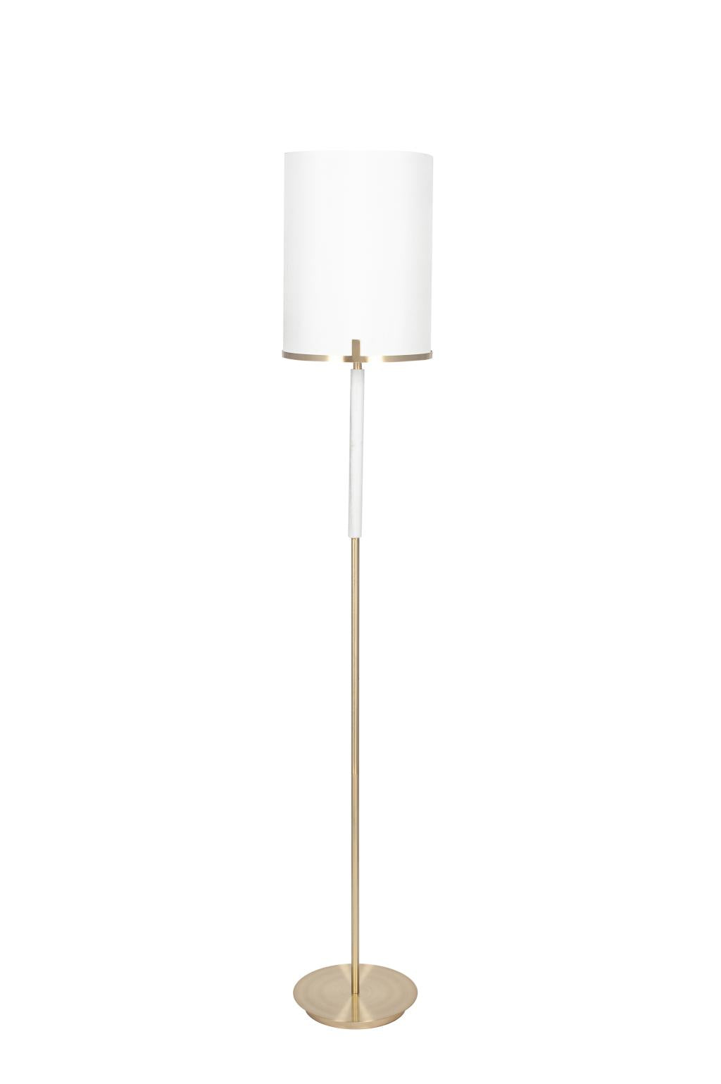 Midland Champagne Gold Metal and Marble Effect Floor Lamp