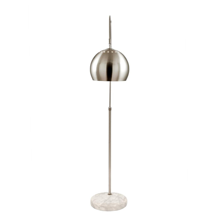 Feliciani Brushed Silver Metal and White Marble Floor Lamp