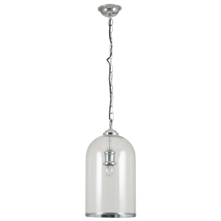 Cloche Clear Glass and Silver Pendant