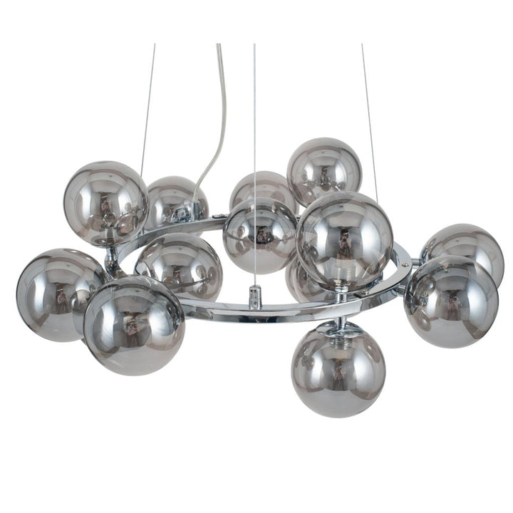 Vecchio Smoke Glass Ball and Chrome Metal Pendant