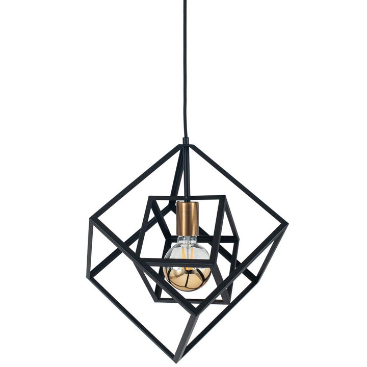 Alessio Matt Black Metal Cube Pendant