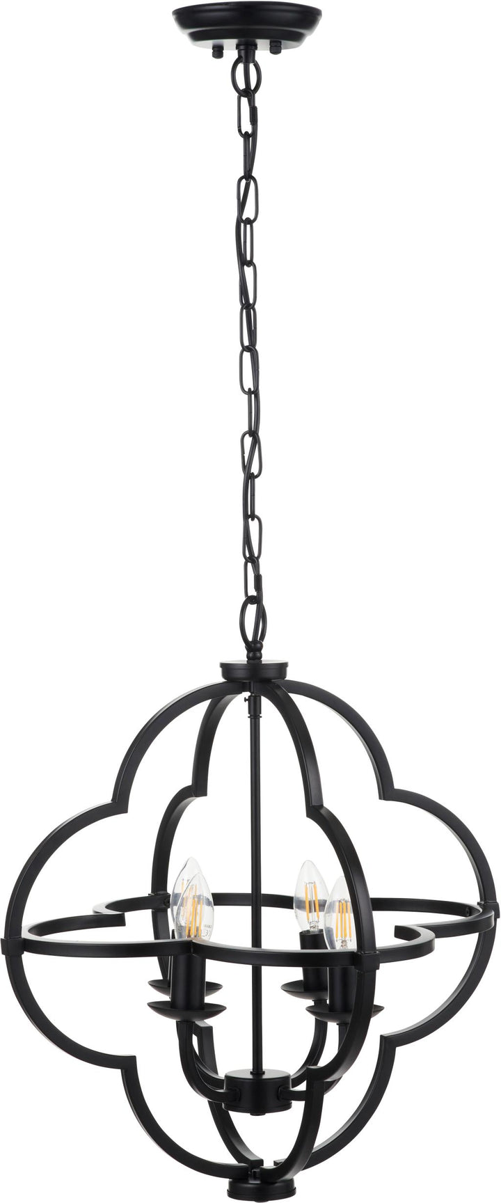 Amine Black Metal 4 Light Fleur De Lys Pendant