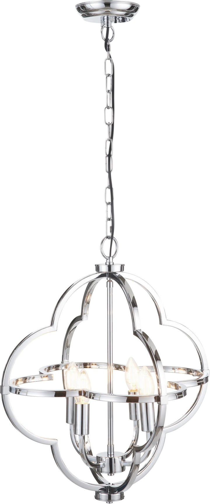 Amine Nickel Metal 4 Light Fleur De Lys Pendant