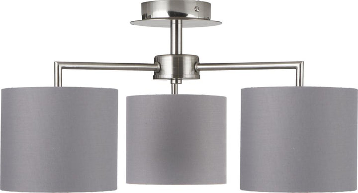 Elin Brushed Silver and Steel Grey 3 Light Pendant