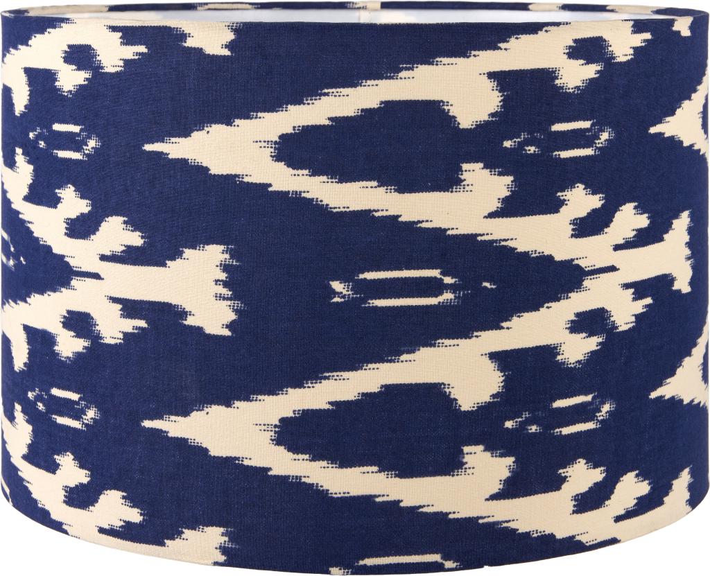 Lars 40cm Ocean Blue Ikat Patterned Cylinder Shade