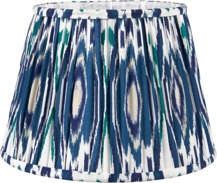 Izara 35cm Ocean Blue Ikat Patterned Gathered Tapered Shade