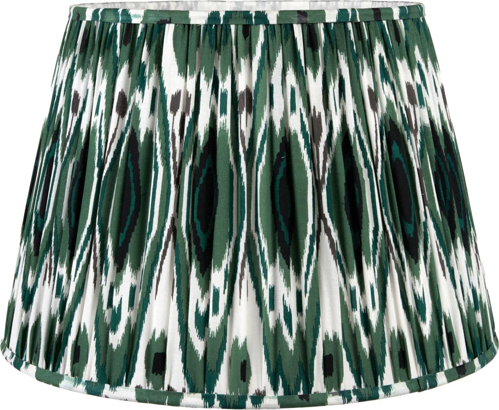 Izara 45cm Racing Green Ikat Patterned Gathered Tapered Shade