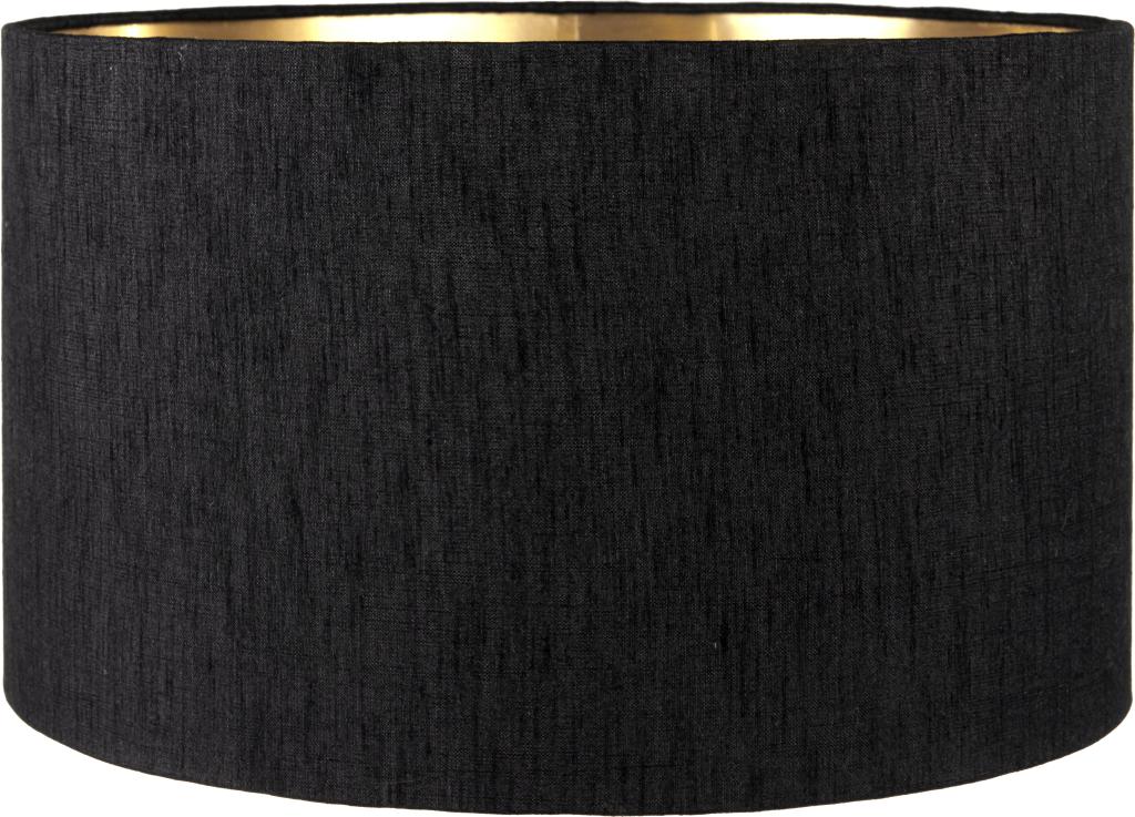 Stellan 30cm Black Slubbed Faux Silk Gold Lined Cylinder Shade